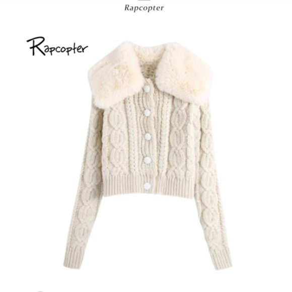 Trendy Cream Cropped Sweater - Picture 6 of 7